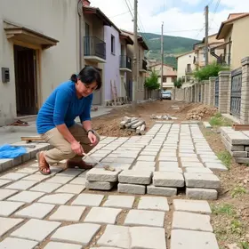 pavimentação em pedra tosca